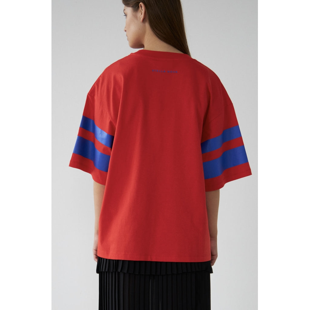 Stella Nova Oversized Cotton T-shirt Chocked Red