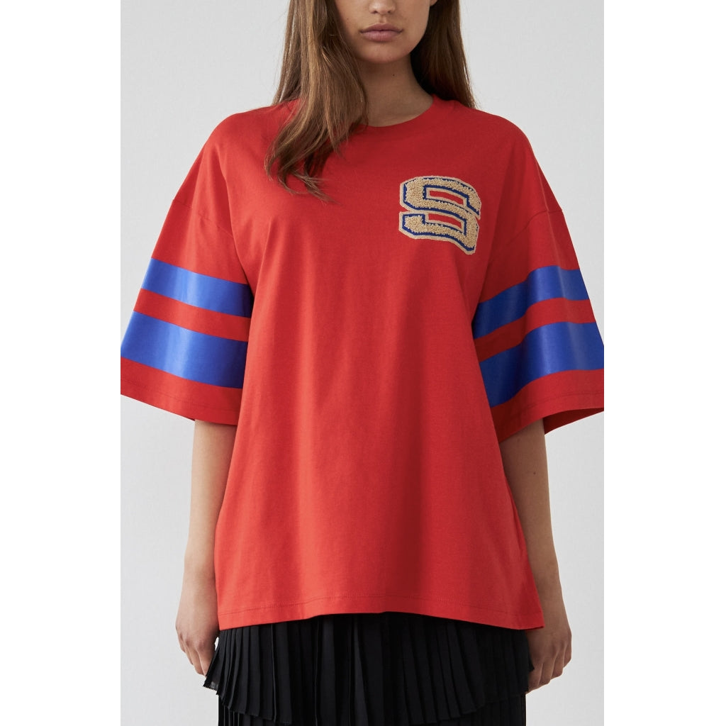 Stella Nova Oversized Cotton T-shirt Chocked Red