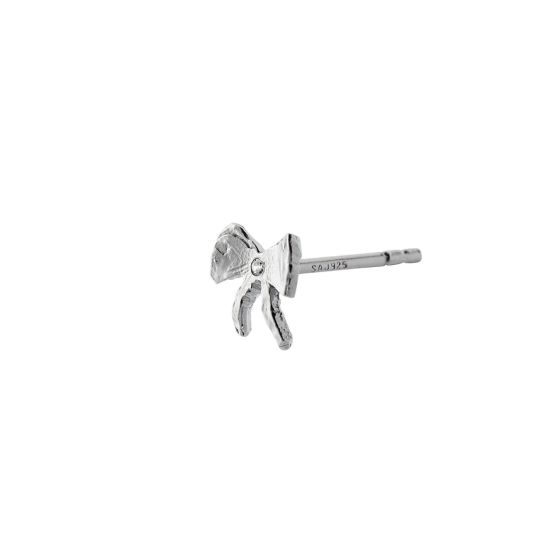 Stine A Petit Bow Earring With Stone Single Silver