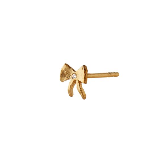 Stine A Petit Bow Earring With Stone Single Gold