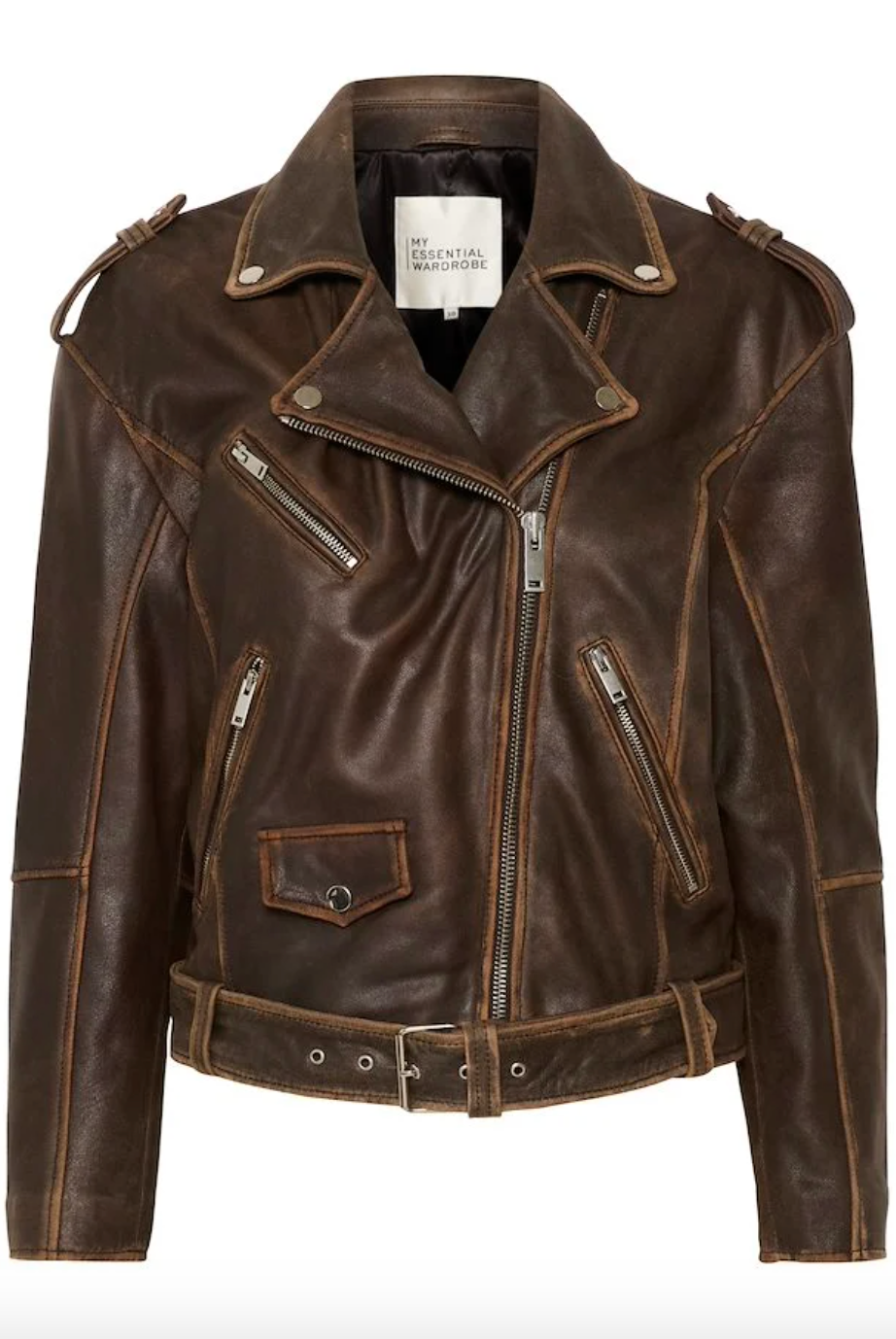 My Essential Wardrobe MWGilo Leather Jacket Brown Retro Was 10704658