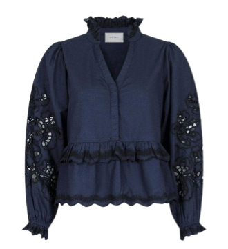 Neo Noir Kimmo Embroidery Blouse Navy