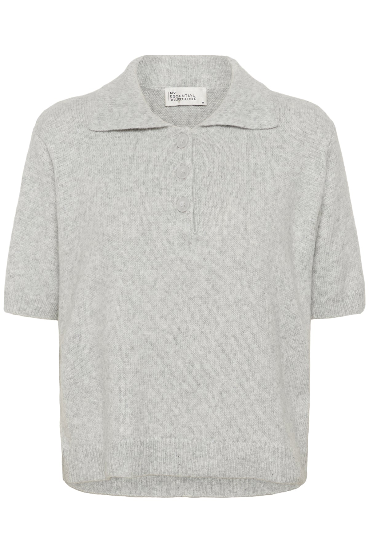 My Essential Wardrobe MWPaloma Fine Knit Polo SS Light Grey Melange