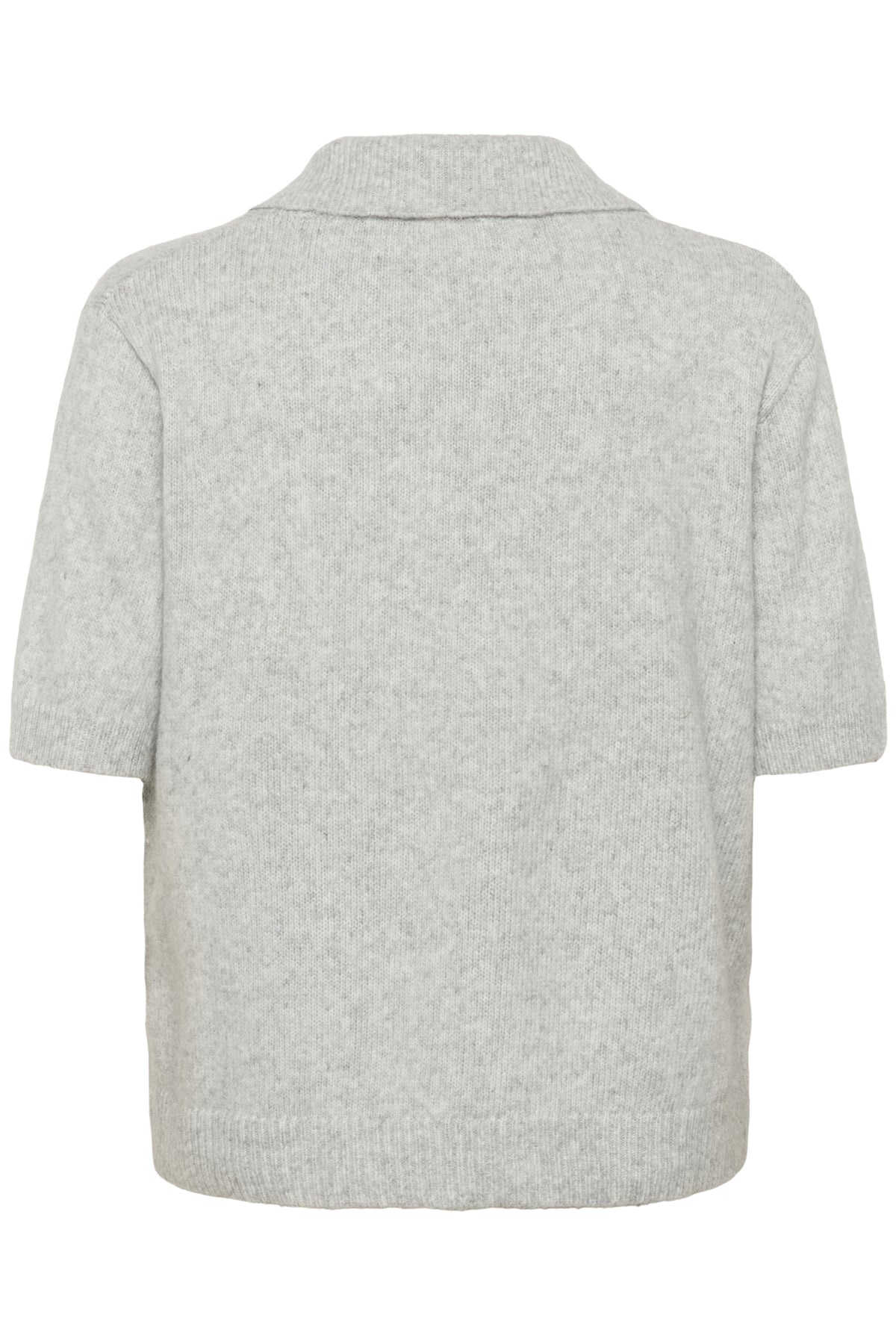 My Essential Wardrobe MWPaloma Fine Knit Polo SS Light Grey Melange