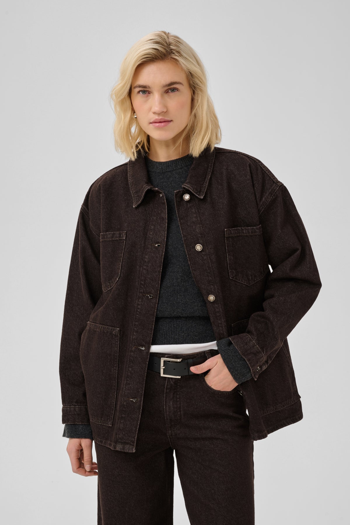 My Essential Wardrobe  Denim Jacket MWUma 188 109758 Dark Brown Wash