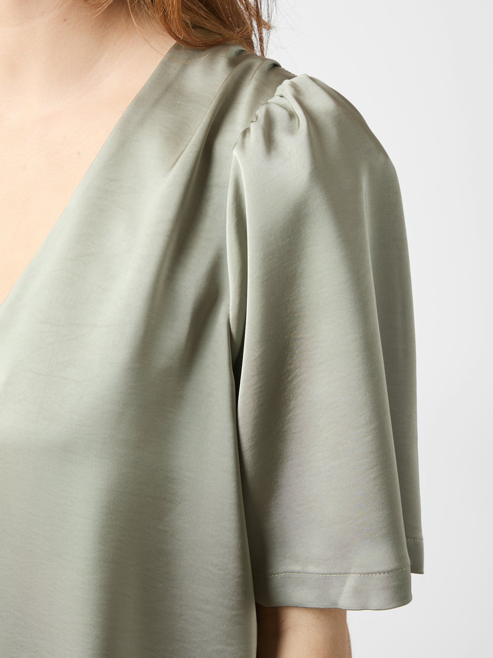 Neo Noir Largo Heavy Sateen Blouse 160108 Smoke Green