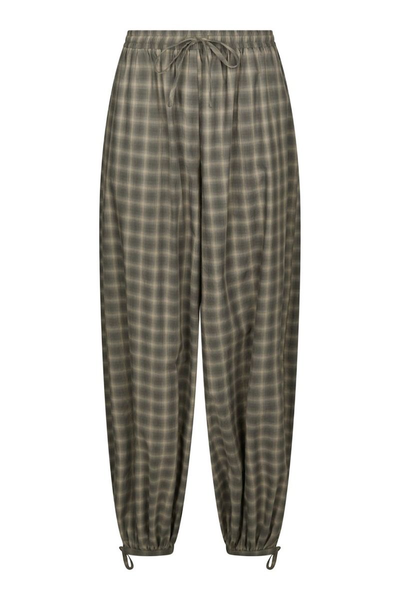 Neo Noir Roxane Balloon Checked Pants Dusty Army