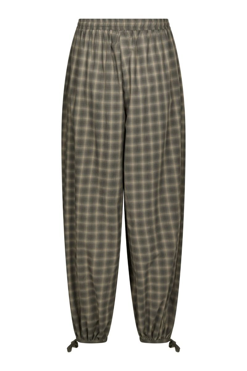 Neo Noir Roxane Balloon Checked Pants Dusty Army