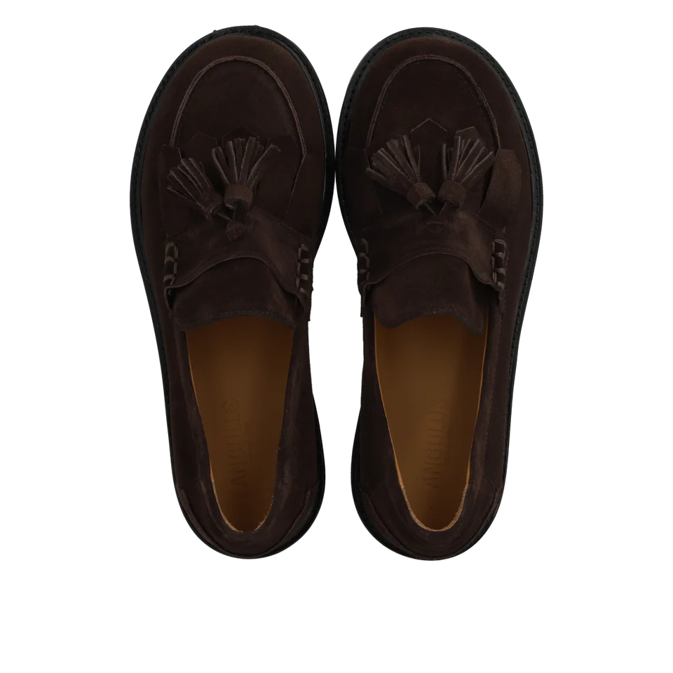 Angulus Rummelig Loafer Med Frynser Og Kvastdetalje 1721-101 Dark Brown