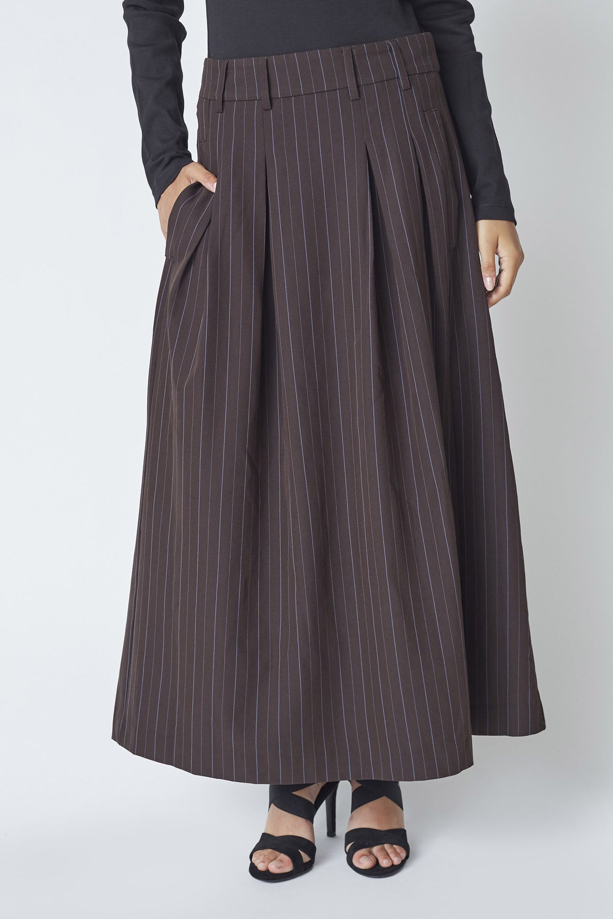 Co'Couture AnyaCC Trinny Pleat Skirt Dark Brown