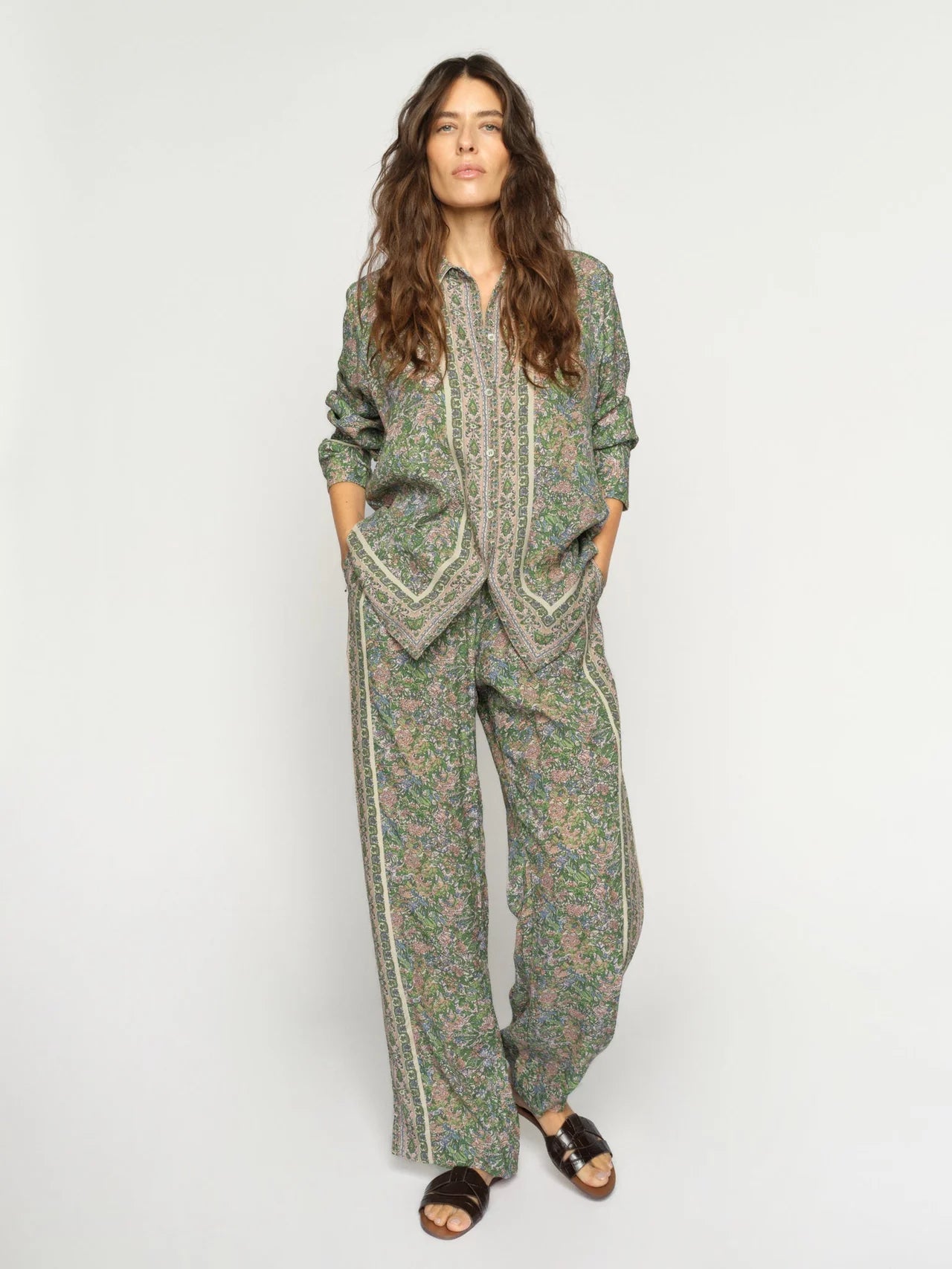 Mos Mosh MMBala Flowish Orchid Pant Turf Green