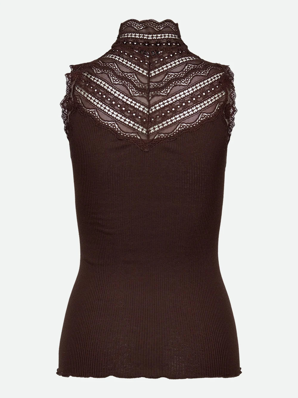 Rosemunde RWBenita Silk SL Turtleneck Lace Top Mole
