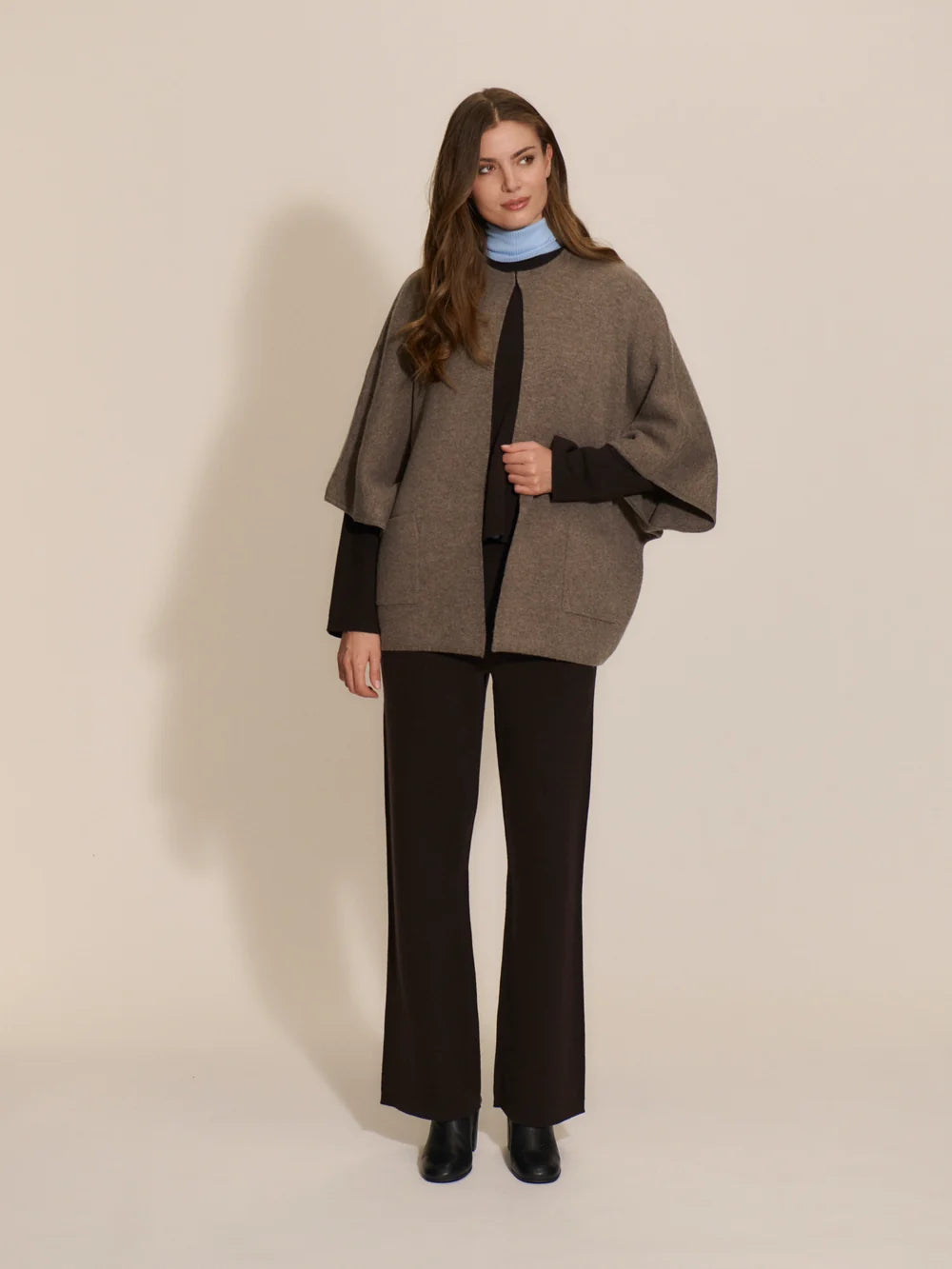 Rosemunde RWJesse Wool Cape Cardigan Dark Grey Melange