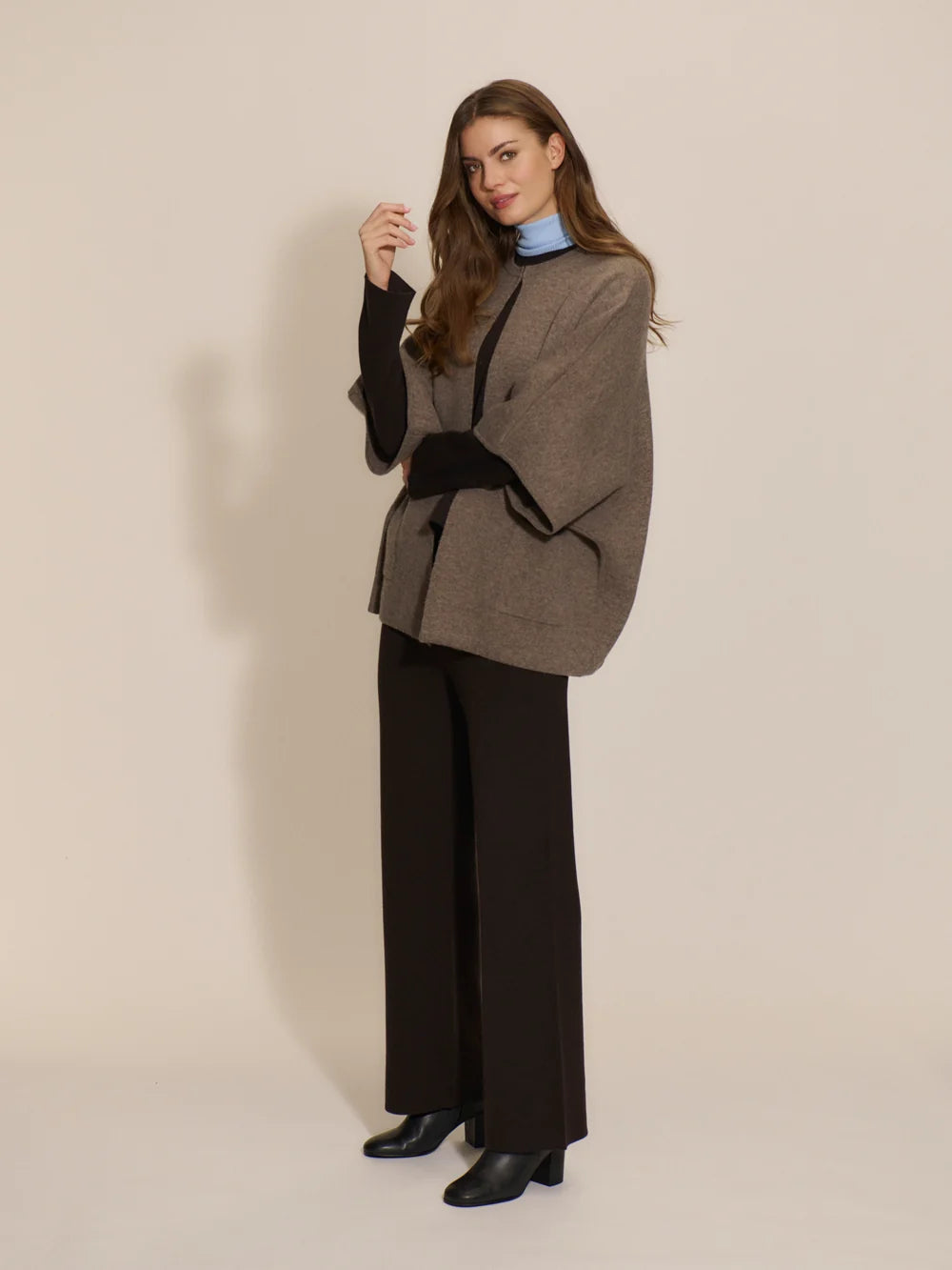 Rosemunde RWJesse Wool Cape Cardigan Dark Grey Melange