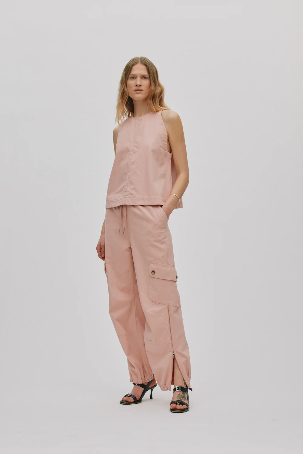 Rabens Saloner Kaley Texture Canvas Halter Top Soft Rose