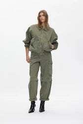 Rabens Saloner Ezmira Canvas Padded Bomber Washed Sage