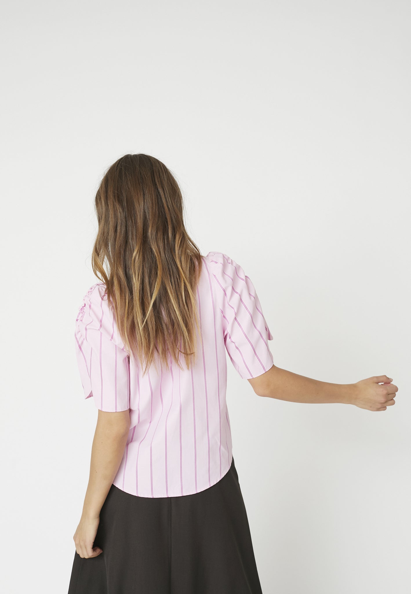 Co'Coture RosalinaCC Stripe SS Blouse 35876 Pale Pink