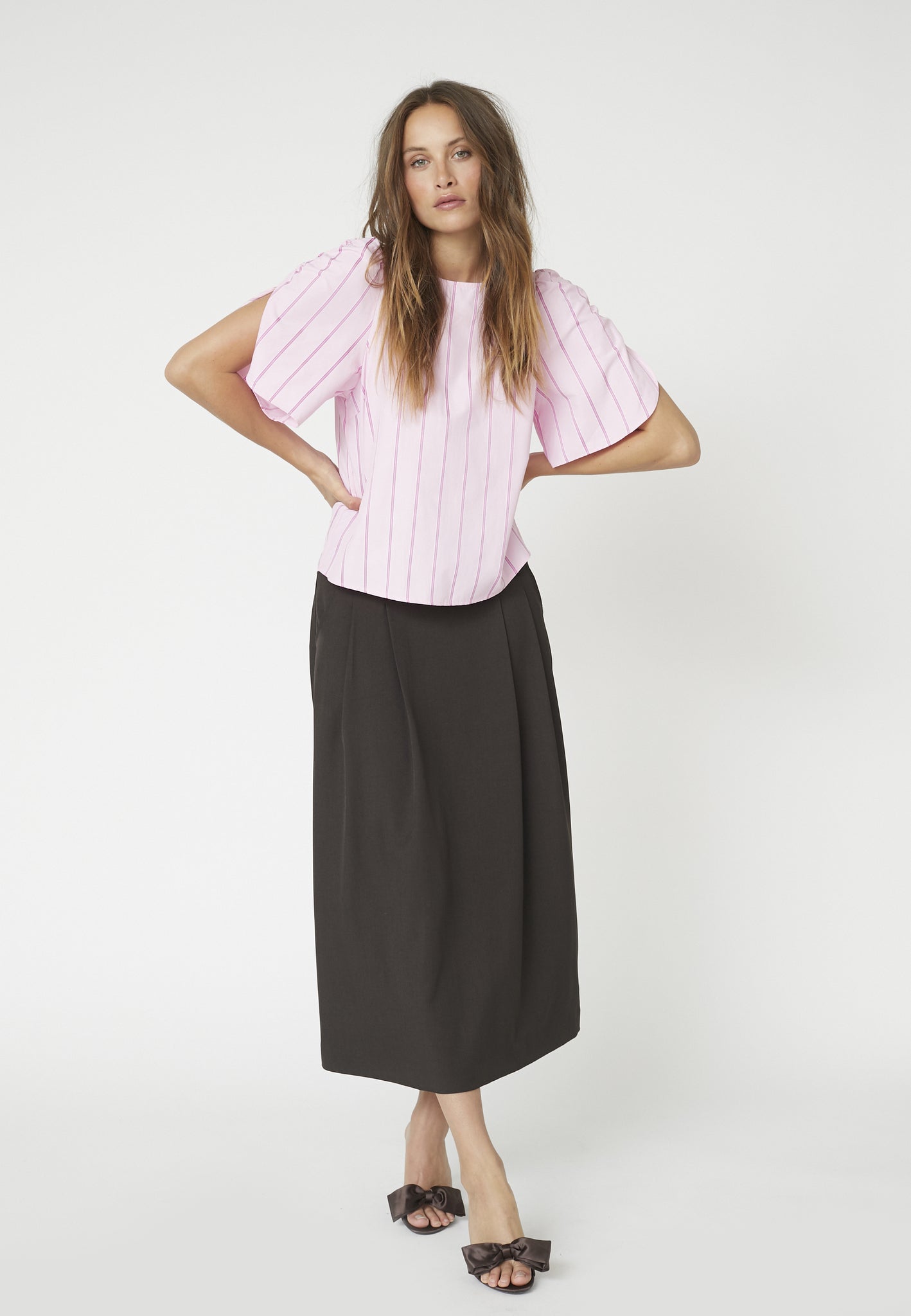 Co'Coture RosalinaCC Stripe SS Blouse 35876 Pale Pink