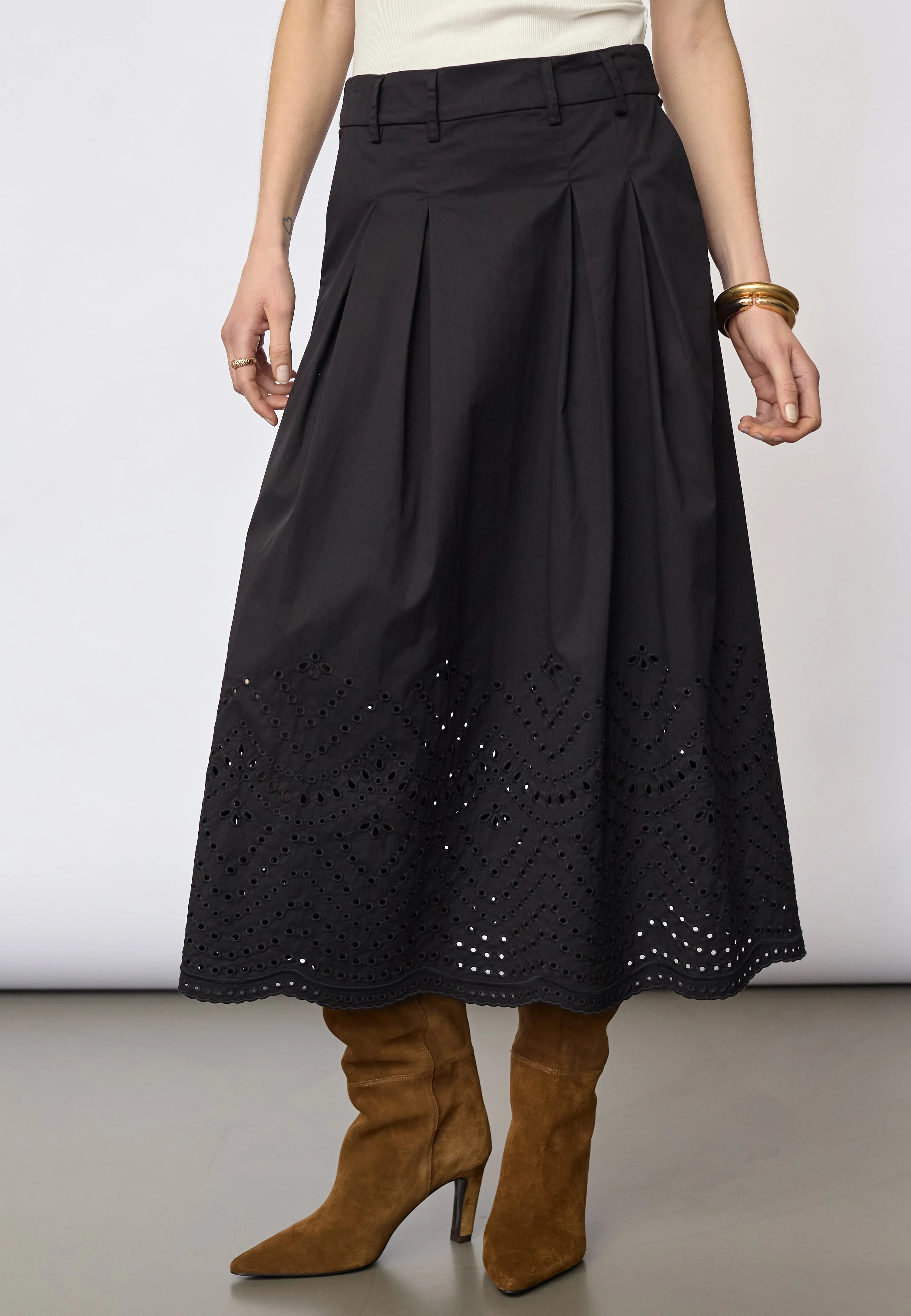 Co'Couture PoppyCC Pleat Scallop Skirt Black