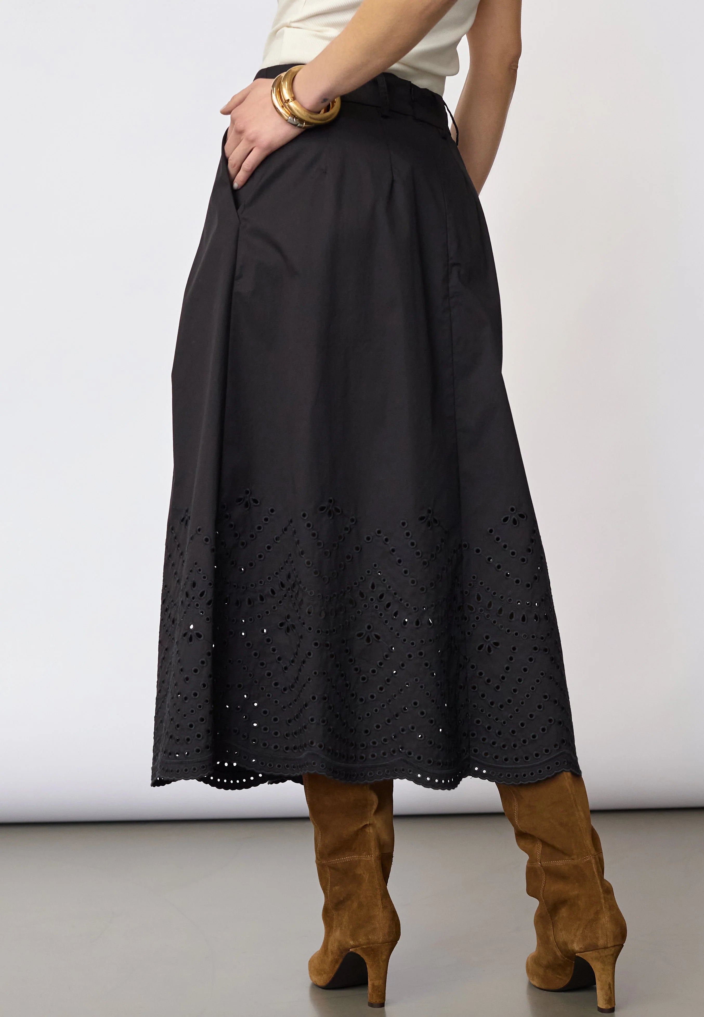 Co'Couture PoppyCC Pleat Scallop Skirt Black