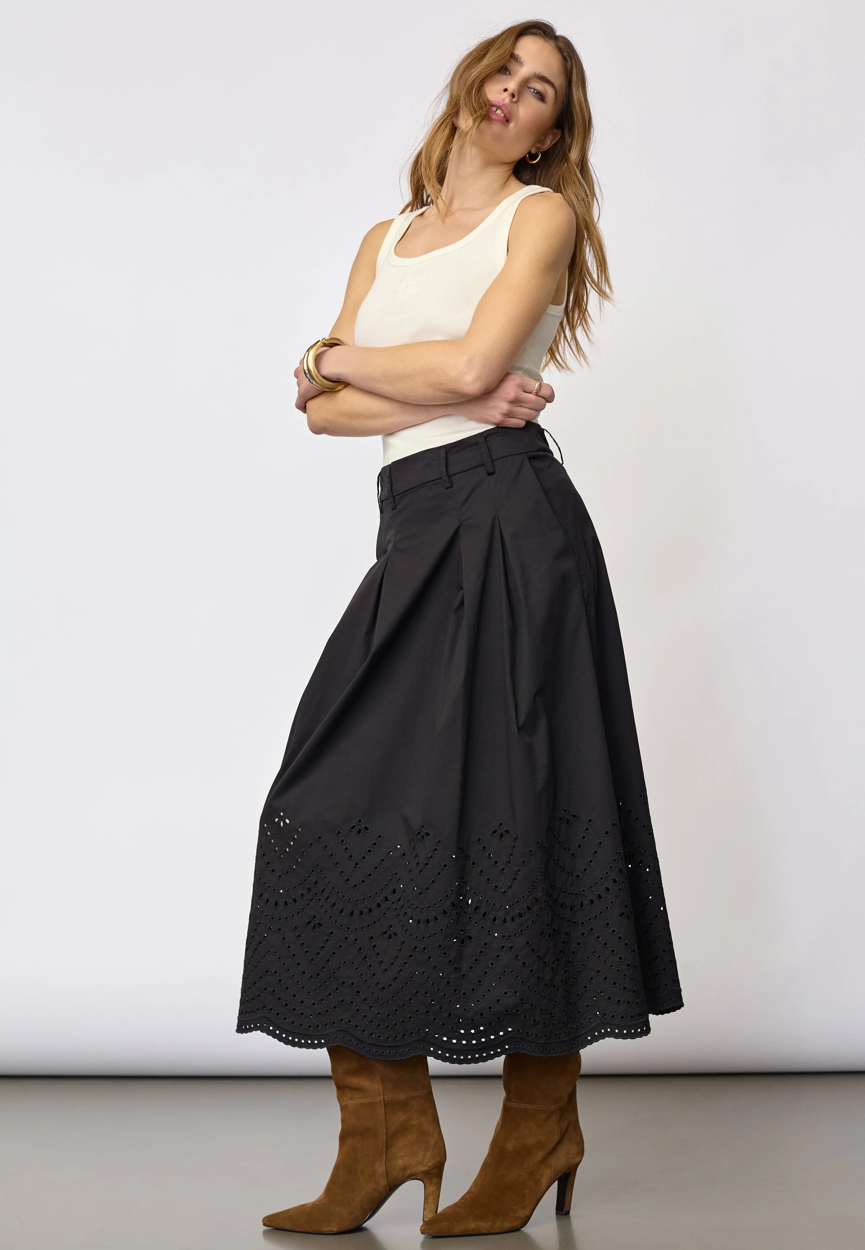 Co'Couture PoppyCC Pleat Scallop Skirt Black
