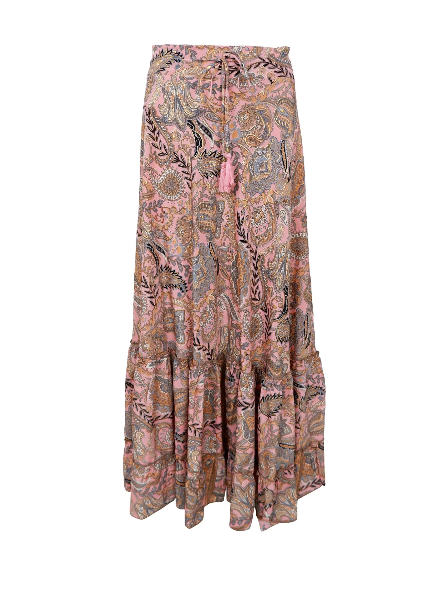 Black Colour BCLuna Maxi Frill Skirt Imperial Rose