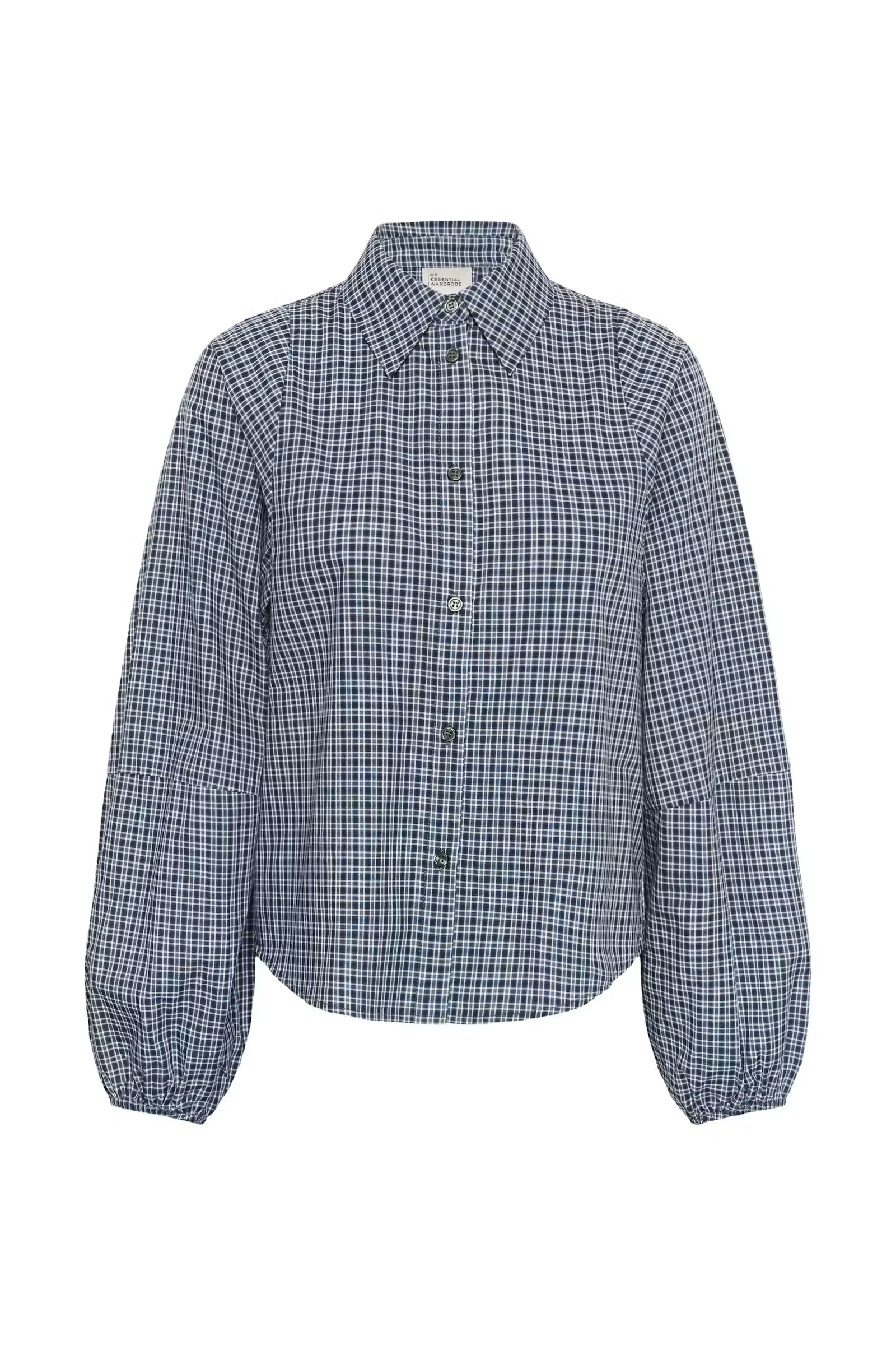 My Essential Wardrobe MWllse Balloon Sleeve Shirt Douglas Green Check