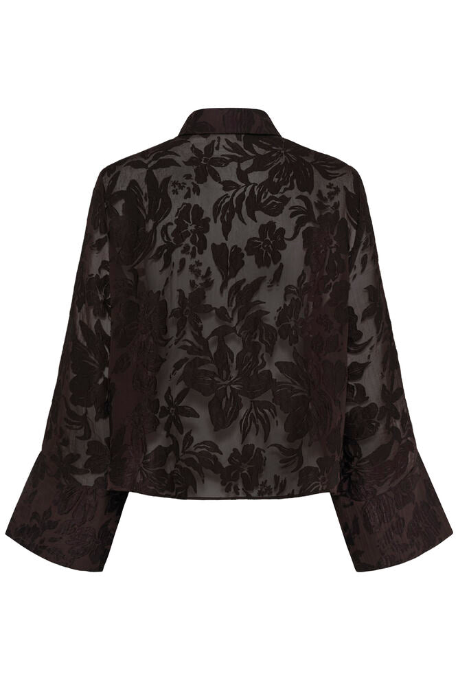 My Essential Wardrobe MWEnya Boxy Shirt Chocolate Plum Burn Out