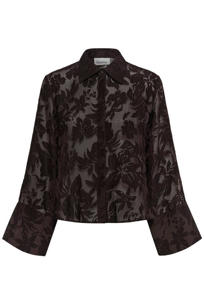 My Essential Wardrobe MWEnya Boxy Shirt Chocolate Plum Burn Out