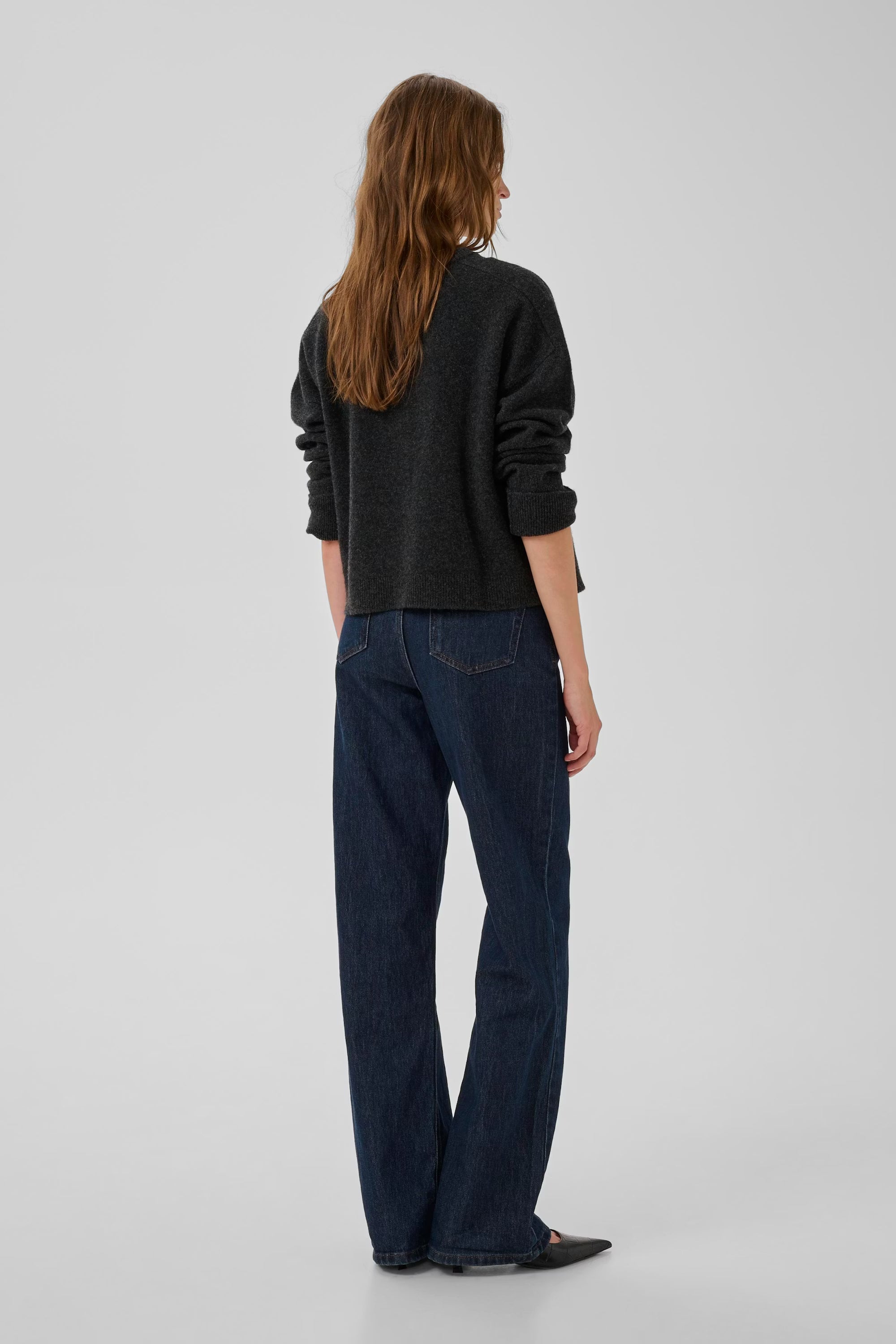 My Essential Wardrobe The Knit Cardigan Dark Grey Melange