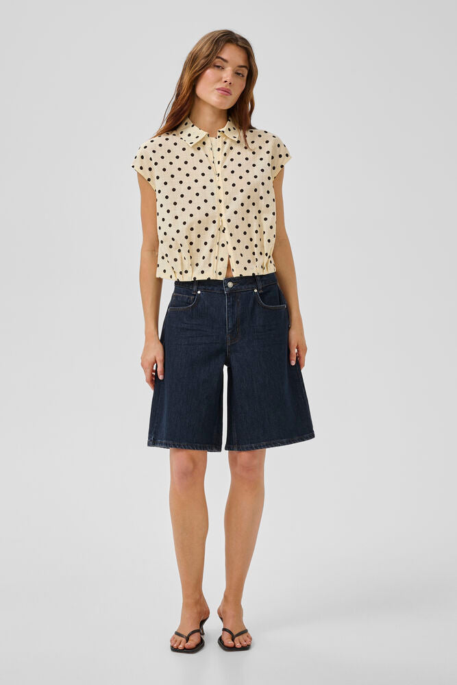 My Essential Wardrobe MWZita 139 High X-Wide Shorts Dark Blue Wash