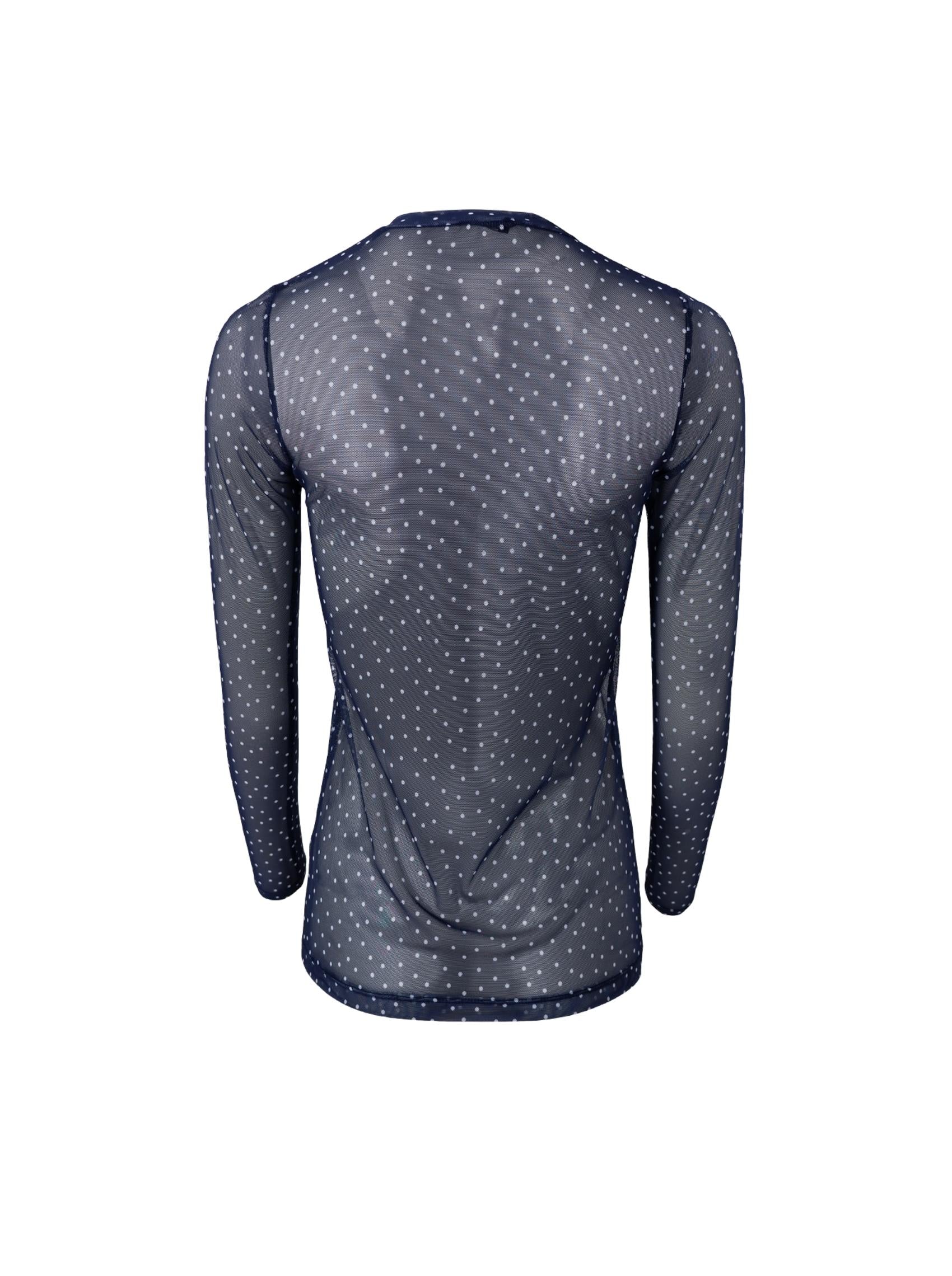 Black Colour BC Anne Mesh Blouse 41138 Navy Dot