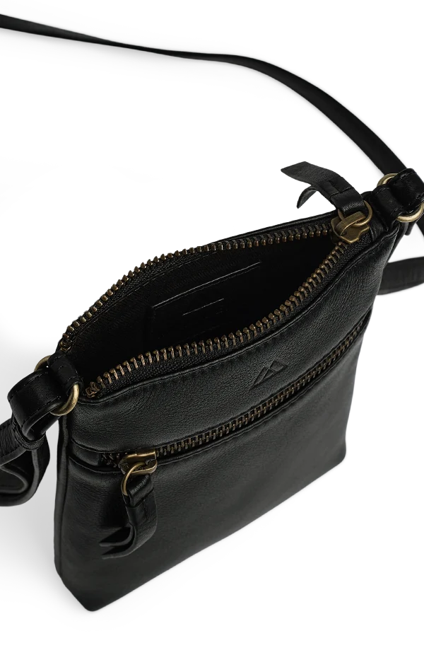 Markberg AvenMBG Cross. Bag, Soft Vin. Black w/Br. Gold