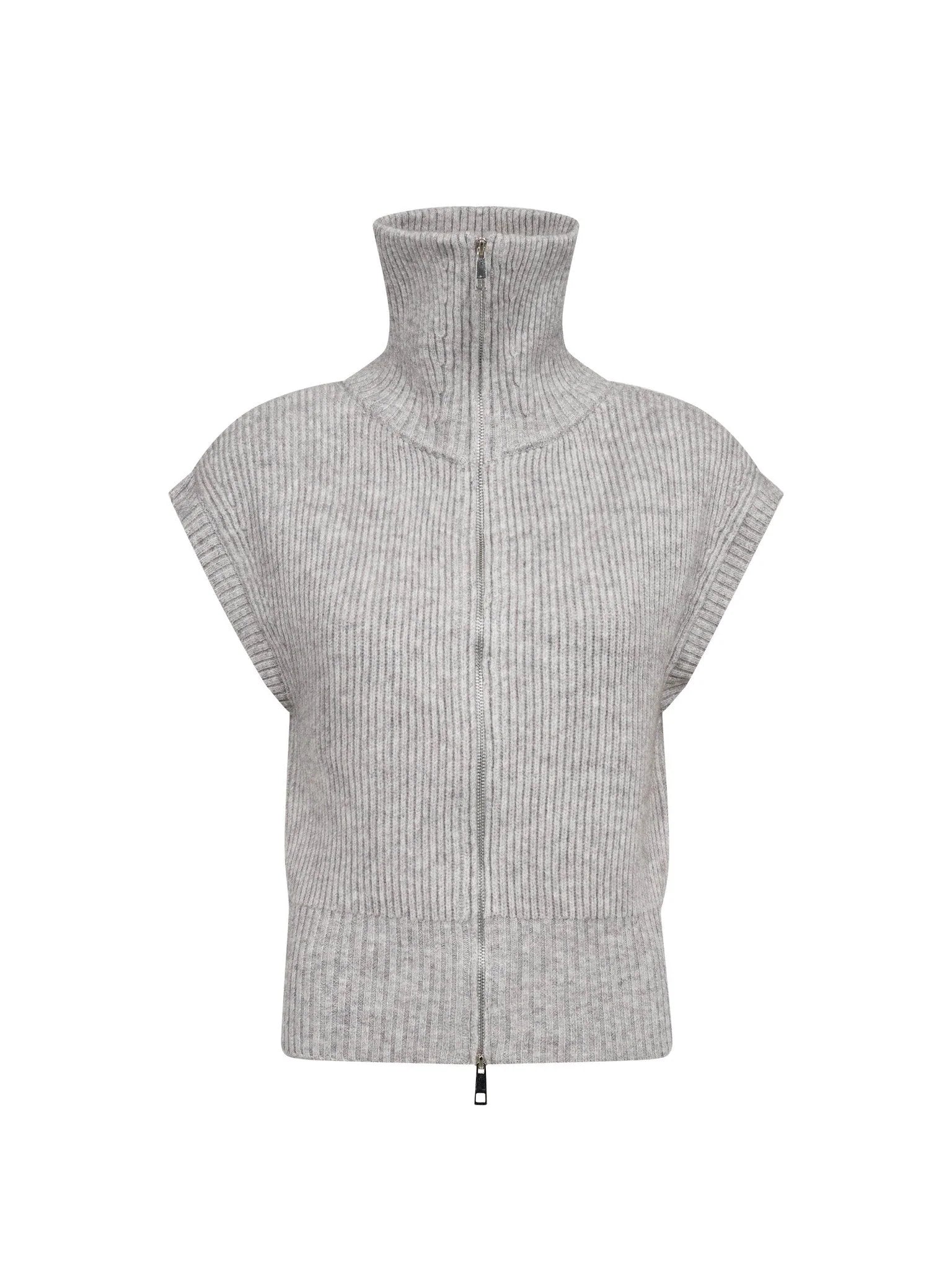 Co'Couture RowCC Zip Knit Vest 500028 Grey Melange