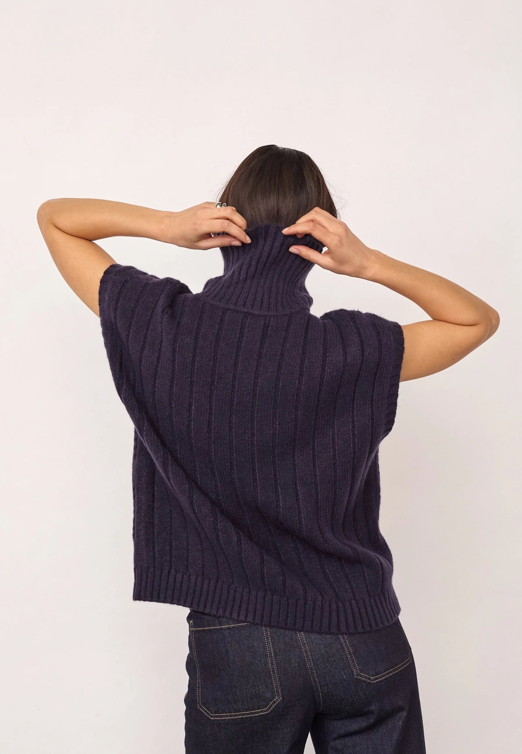 Co'Couture RowCC Oversize Cable Knit Vest 500112 Navy