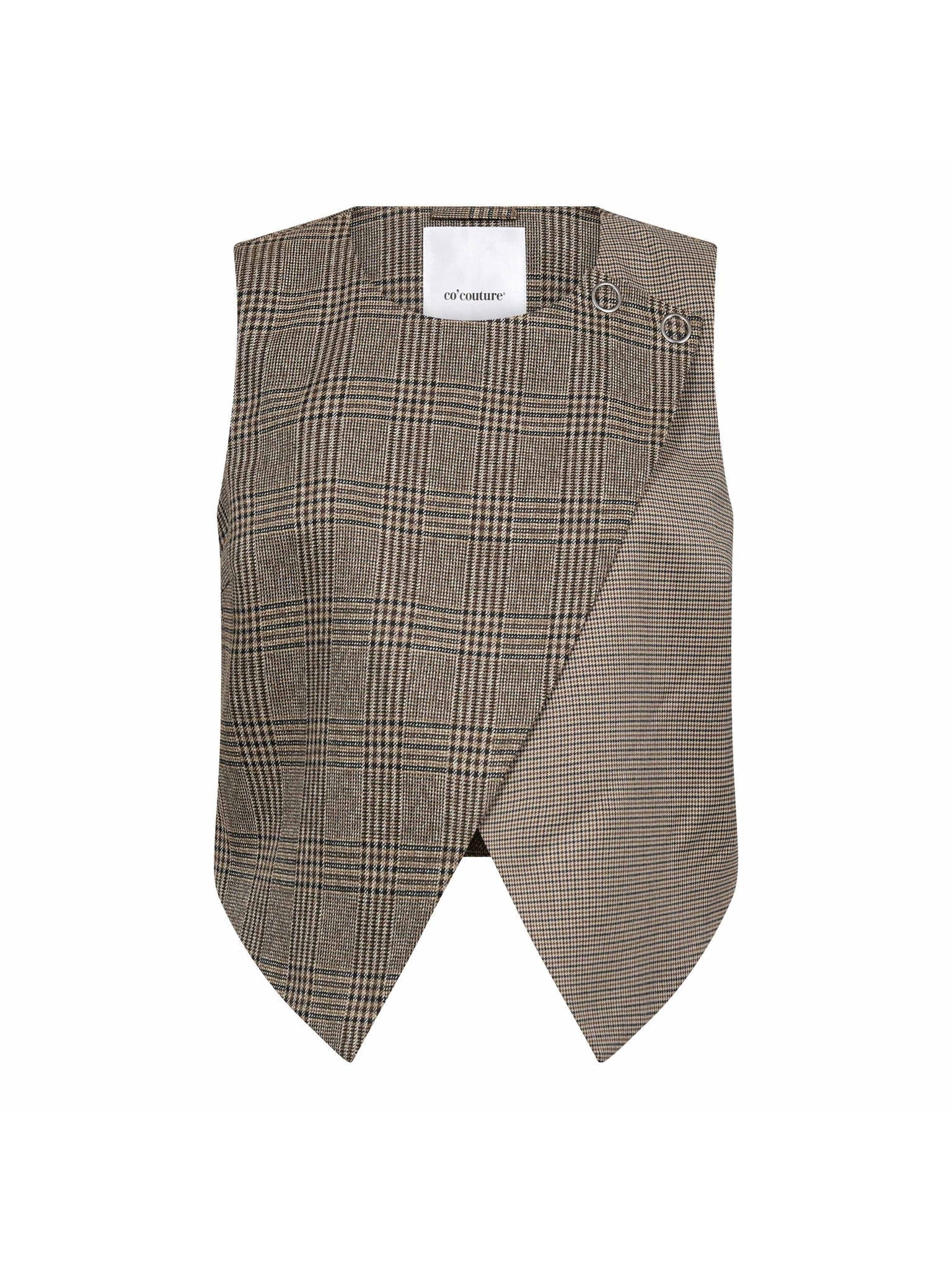 Co'Couture VeyaCC Check Wrap Vest Brown