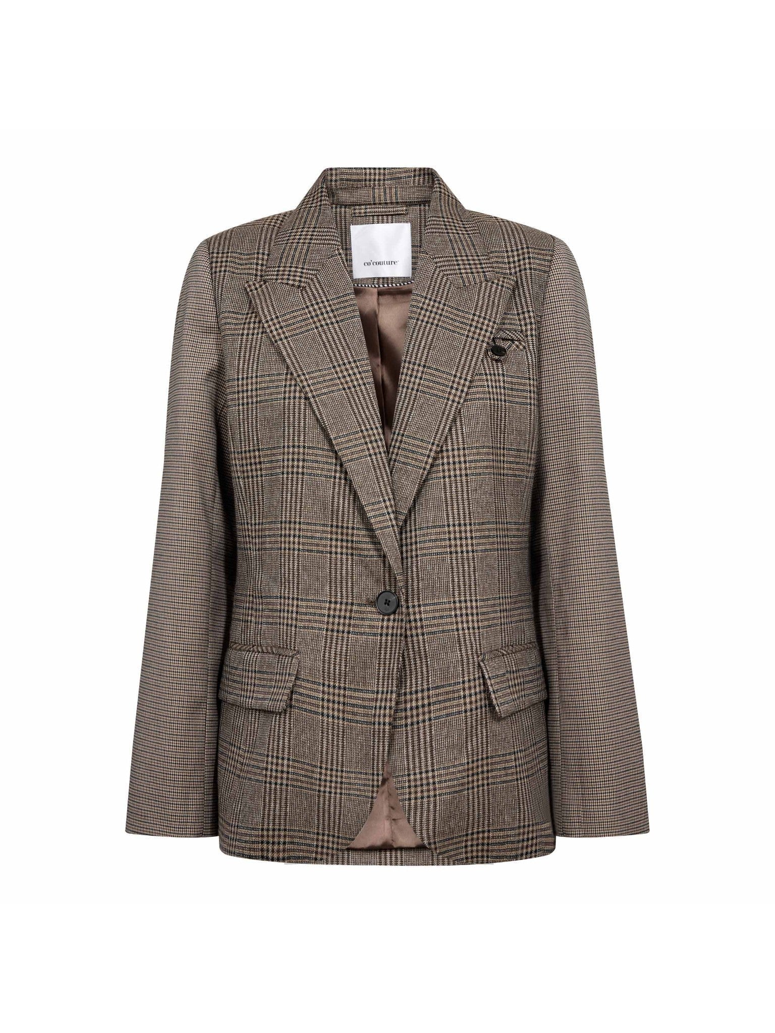 Co'Coture VeyaCC Check Fitted Blazer Brown