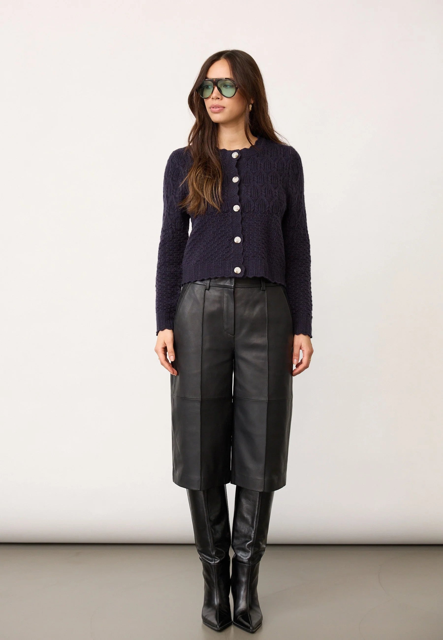 Co'Couture RowCC Pointelle Cardigan 500192 Navy