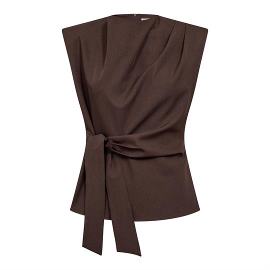 Co'Couture LunaCC Pleat Top Dark Brown