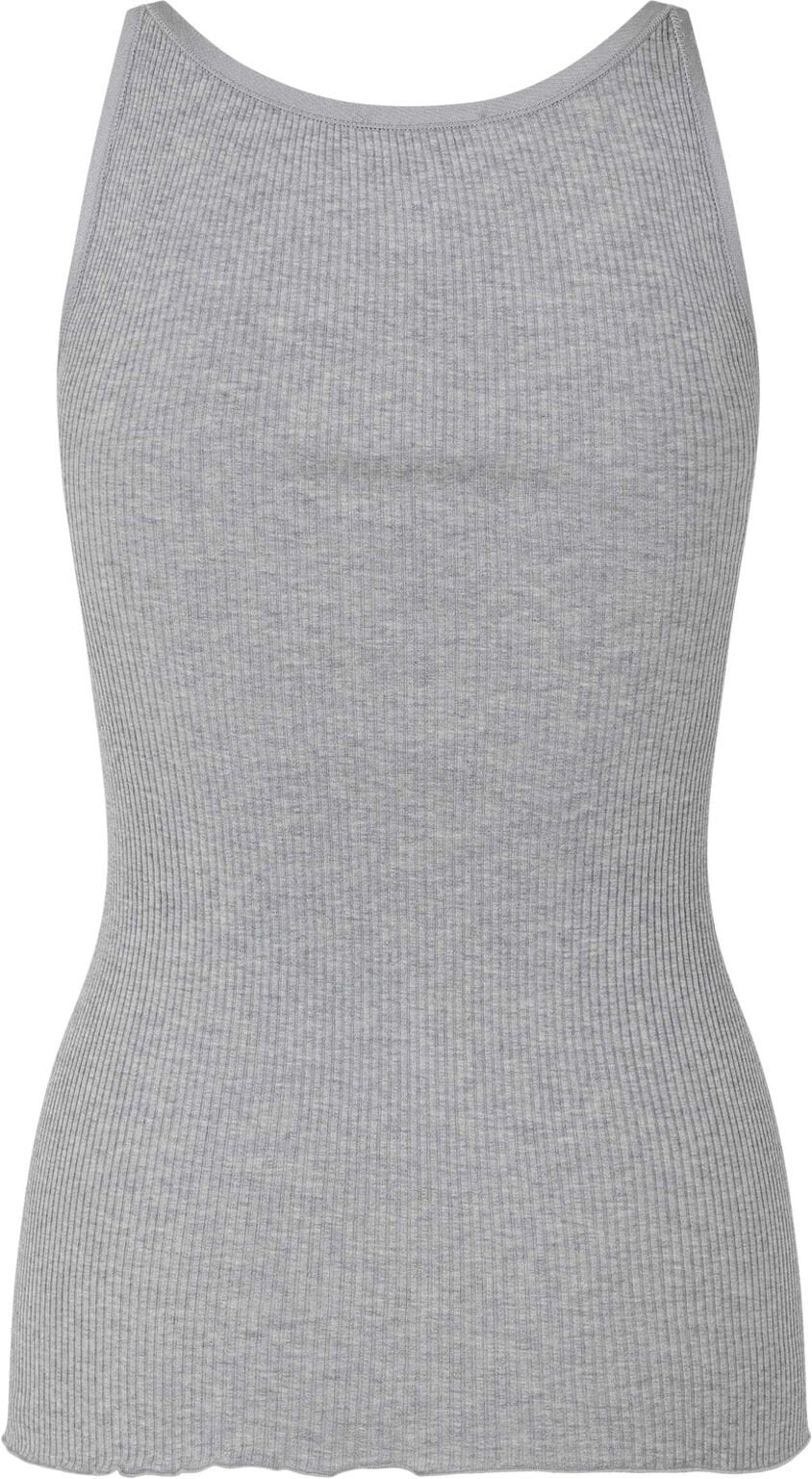Rosemunde RWBelle Silk U-Neck Strap Elastic Top Light Grey Melange
