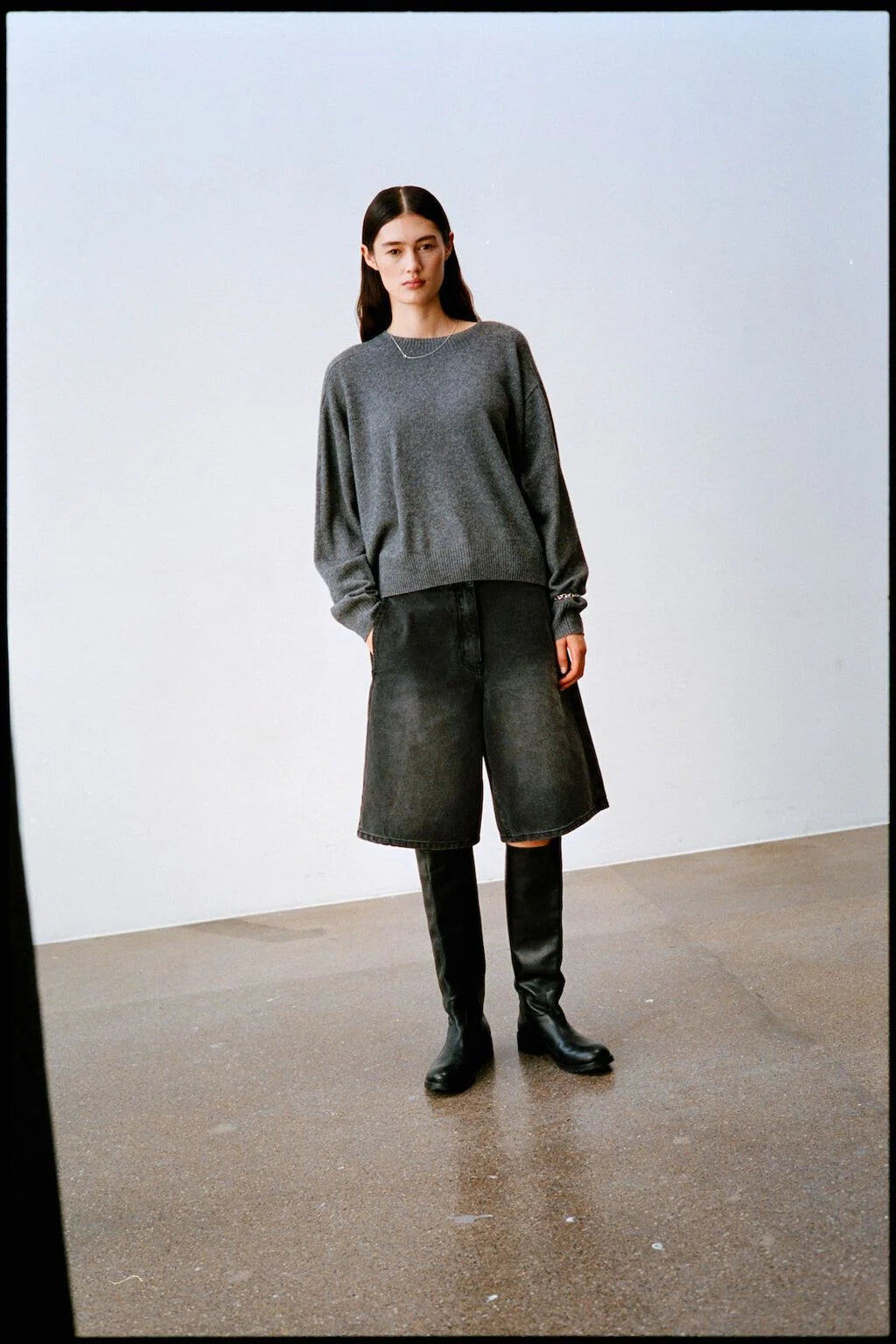 Rabens Saloner Dalani Pure Wool Boxy Dark Grey Melange