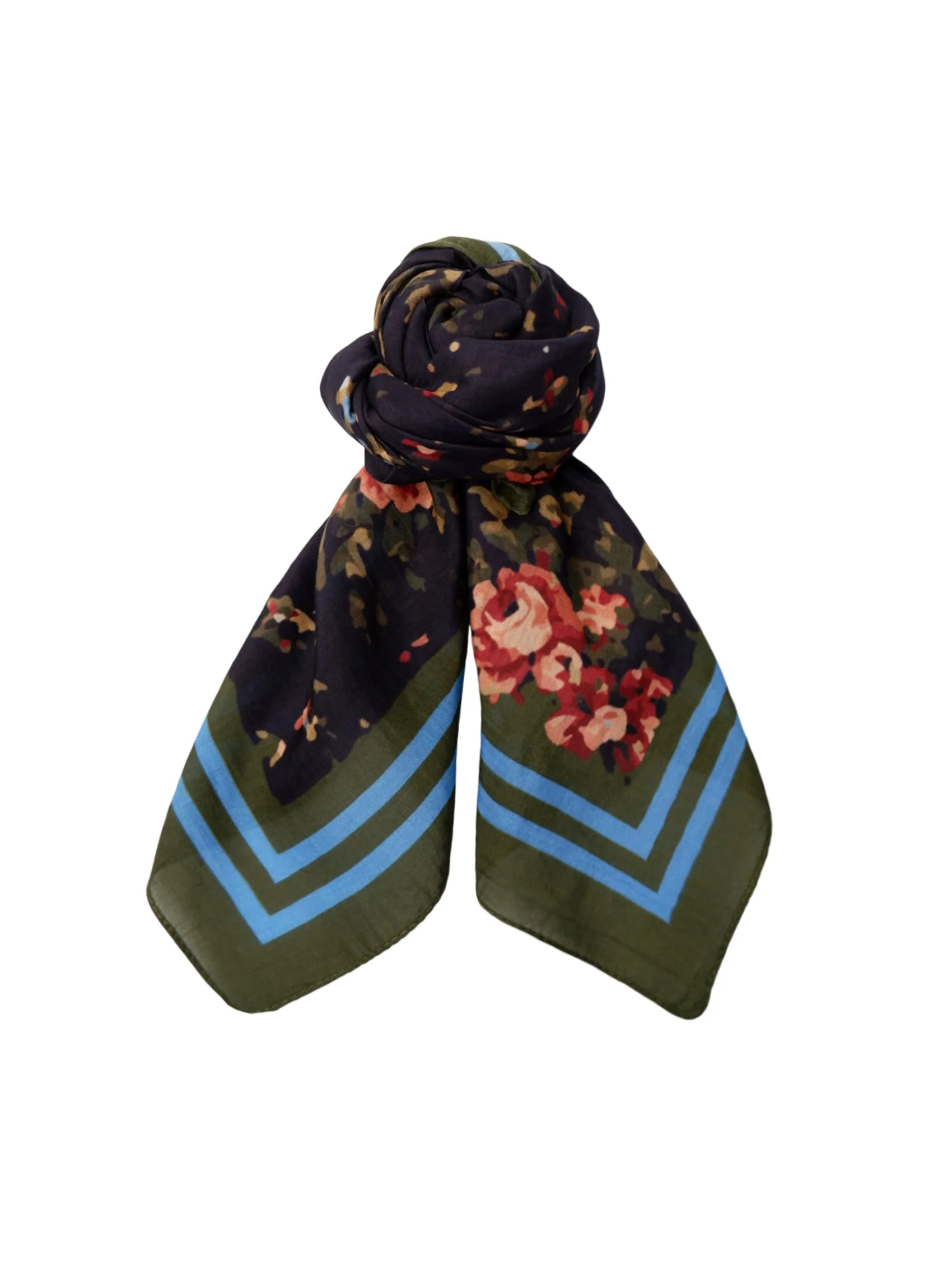 Black Colour BCLissa Mini Scarf 7212 Black Flower