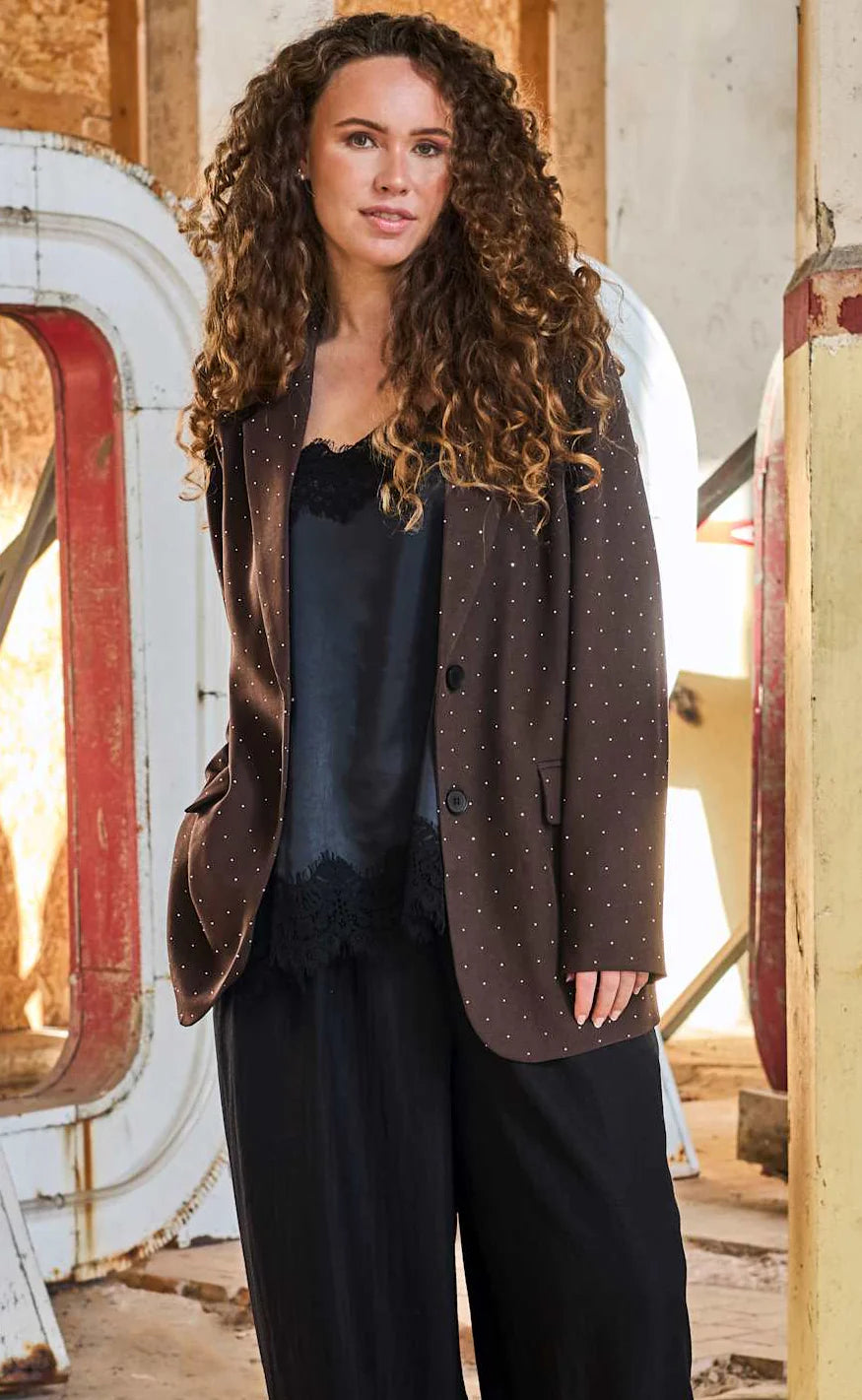 Black Colour BC Diamond Blazer 41048 Coffee