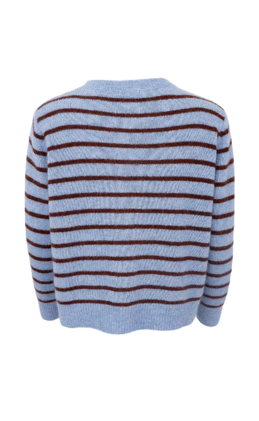 Black Colour BC Dell Striped Knit Cardigan 1197 Blue
