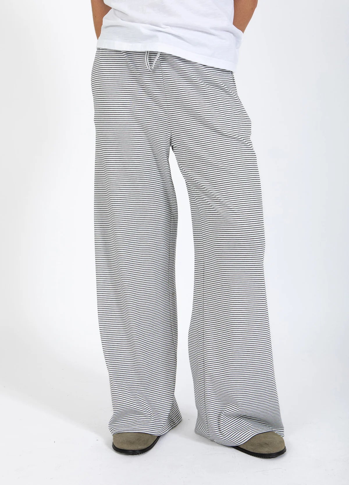Coster Copenhagen CC Heart ELYSE Loose Jersey Pants White/Black Stripe 269