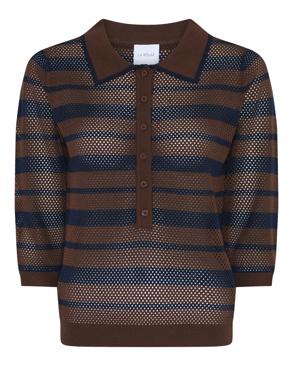 La rouge Charlotte Knit Polo LR1903 Brown/Navy