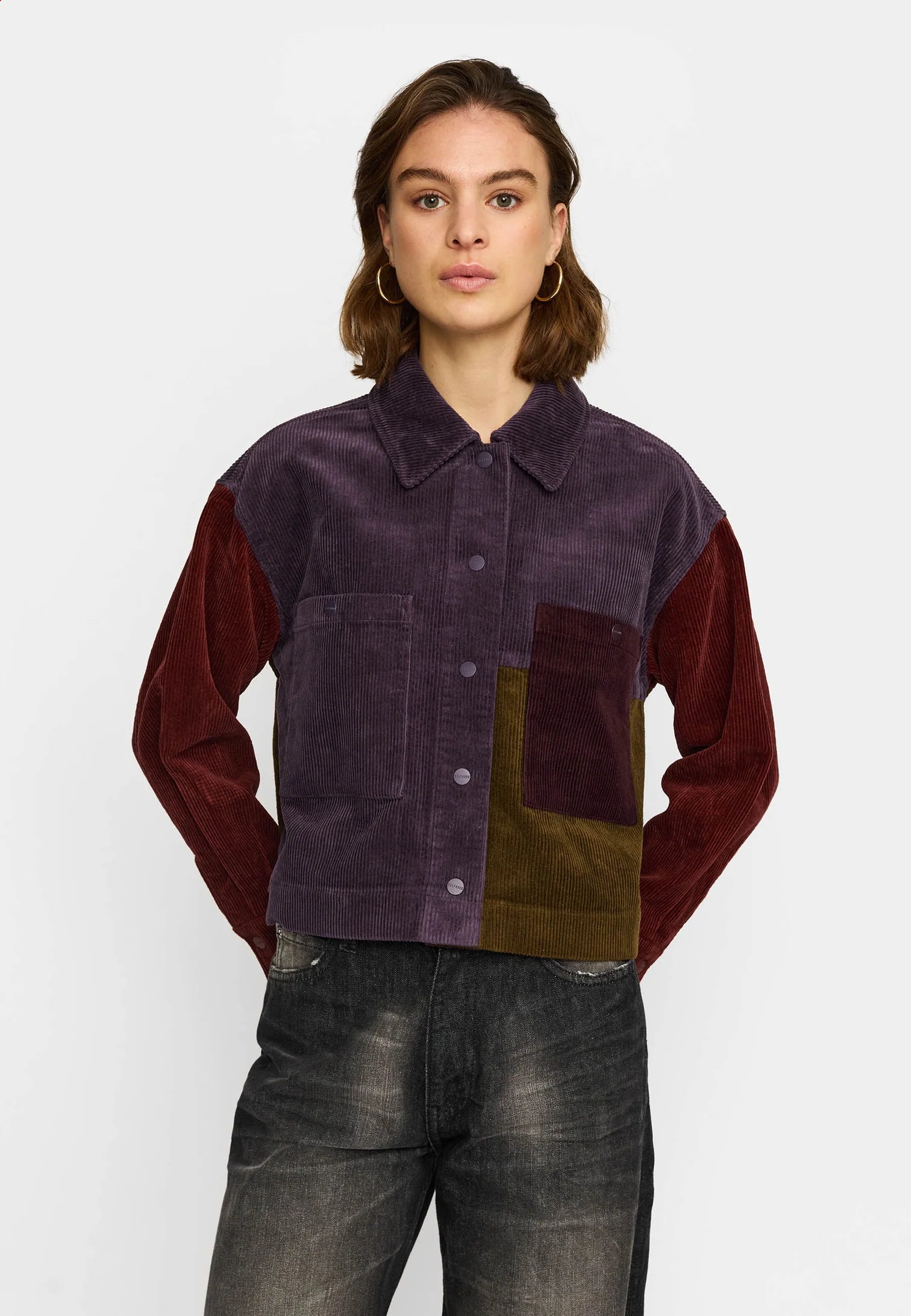 SELFHOOD Cropped Shirt 33115 Darkpurple