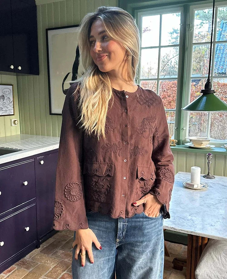 Sissel Edelbo Ester Shirt SE 2014 FW26 Organic Cotton Seal Brown