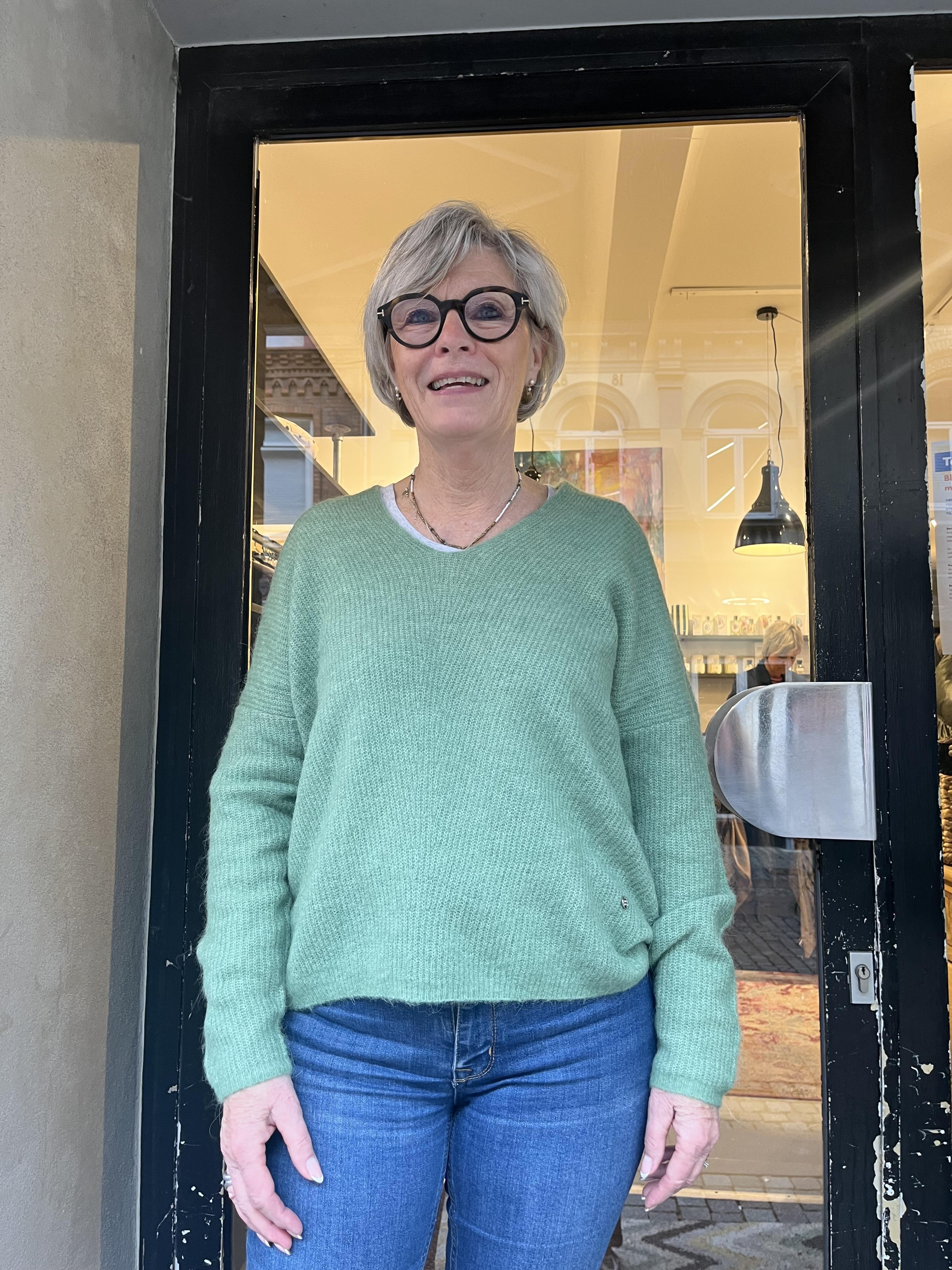 Mos Mosh MMThora V-Neck Knit Turf Green