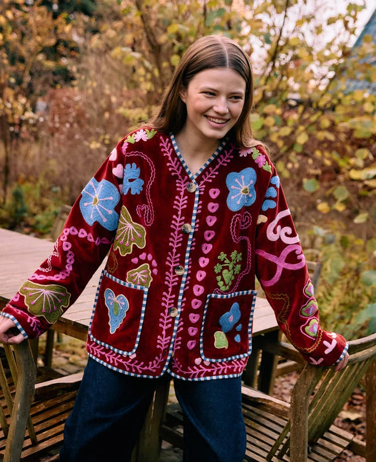 Sissel Edelbo Maggie Jacket SE 2025 FW26 Cotton Velvet Burgundy